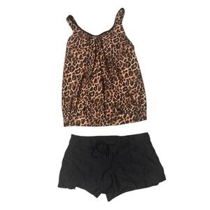 NWT Aqua Eve 2 Piece Leopard Print Swim Set Size L